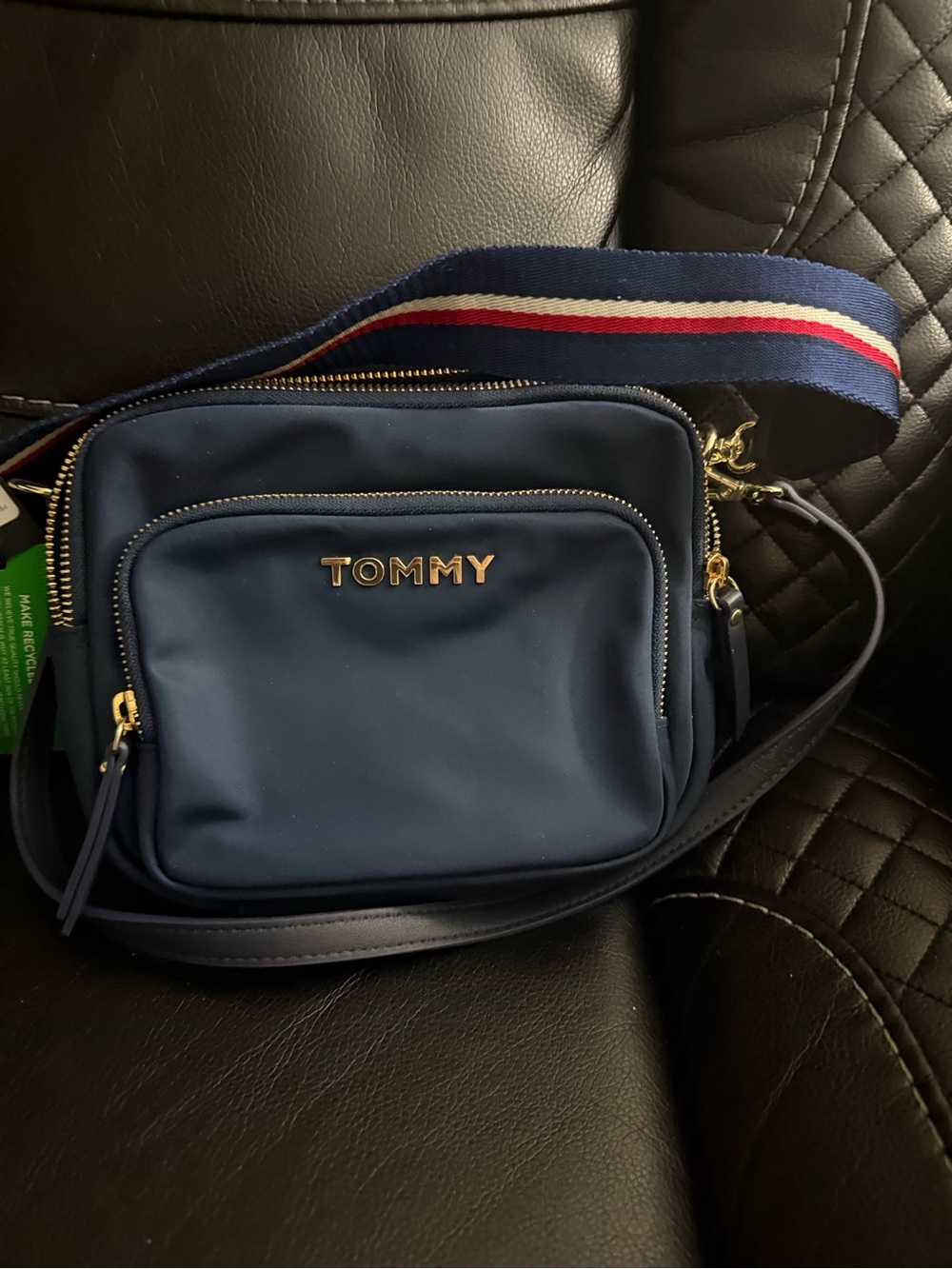 Tommy Hilfiger Navy Belt Bag with Signature Red-White-Blue Strap